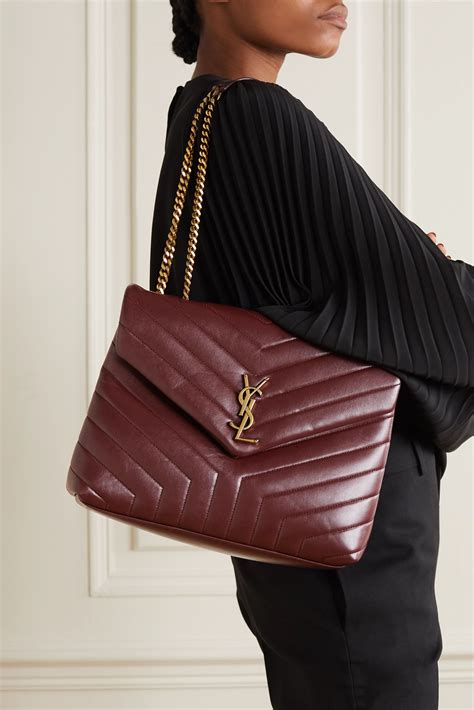 ysl loulou bag velvet burgundy|SAINT LAURENT Loulou medium quilted leather shoulder bag.